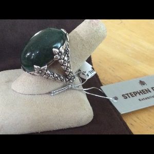 Stephen Dweck Green Cabochon Ring SS Sz 8 NWT